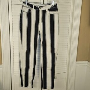 BDG Urban Outfitters Womens Black White Vertical Stripe Mom Jeans 28‎